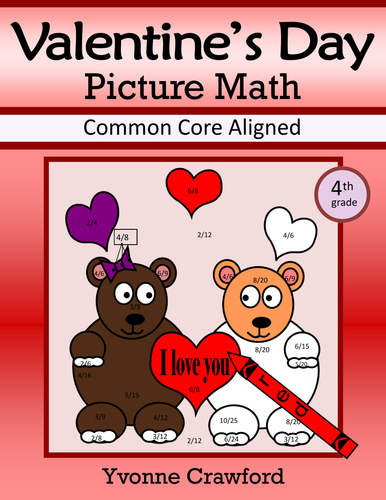 Valentine's Day Color by Number (fourth grade) Color by Multiplication