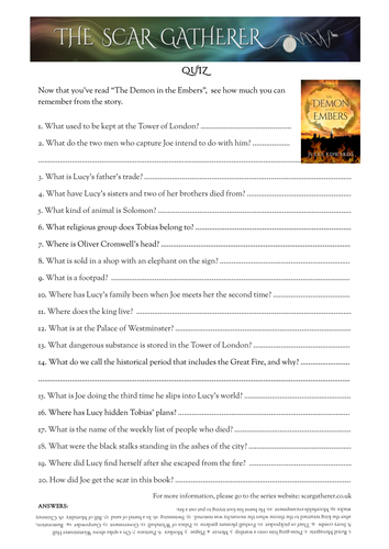 Quiz to accompany Great Fire of London class reader