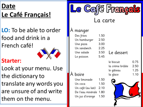 Lesson PowerPoint - Le Café Français Role-play