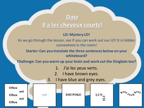 Lesson PowerPoint - Describing hair and eyes in third person