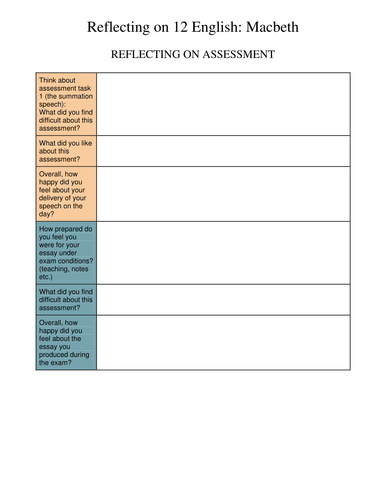 Teacher and Student reflection tools