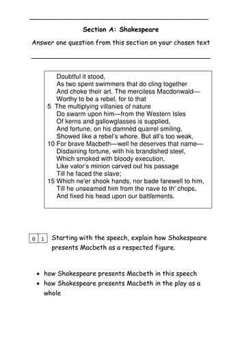 Macbeth Homework booklet
