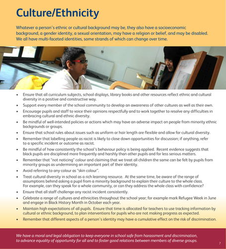 Reference card on culture/ethnicity equality