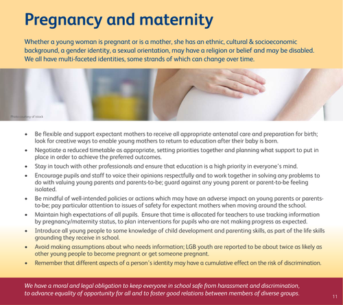 Reference card on pregnancy and maternity in education