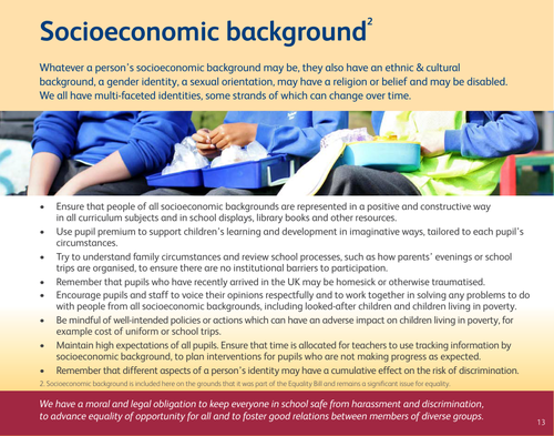 Reference card on socioeconomic background
