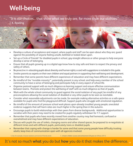 Reference card on well-being