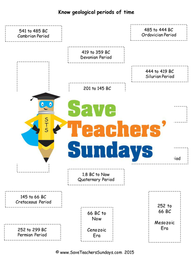 Periods of Geological Time KS2 Lesson Plan and Worksheet
