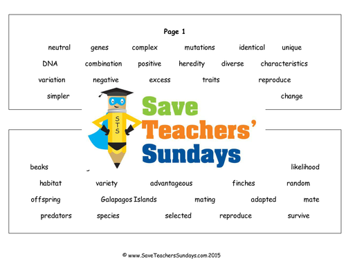 Evolution KS2 Lesson Plan and Worksheet