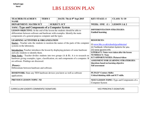 Complete Term 1 Year 10 ICT Lesson Plan