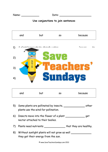 Using Conjunctions Lesson Plan and Worksheet