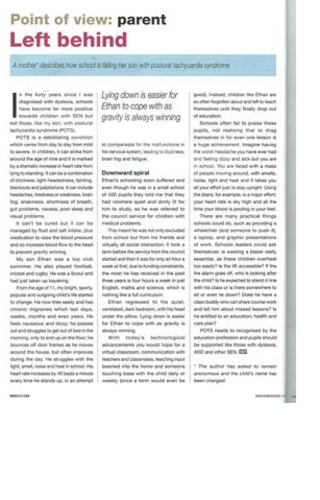 POTS, the impact on a child`s life at school