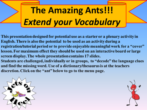 Extend your Vocabulary ~ The Amazing Ants