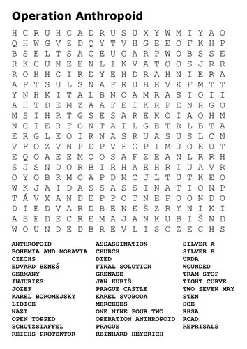 Operation Anthropoid Word Search