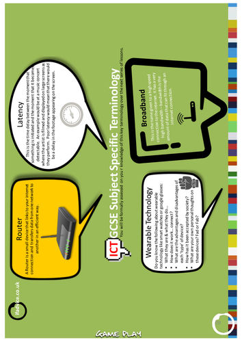 Fillable pdf worksheet - Game Play GCSE ICT