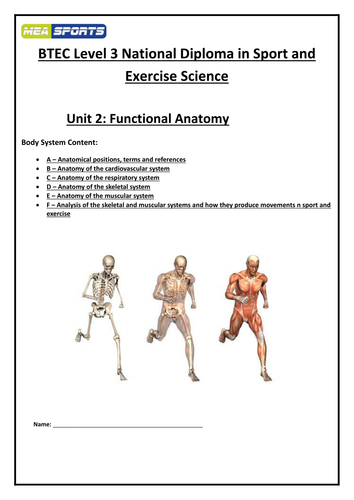 2016 New spec - Level 3 BTEC Sport and Exercise Science Unit 2 - Functional anatomy student workbook