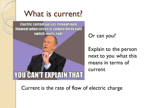 Current, Resistance and Potential Difference Lesson