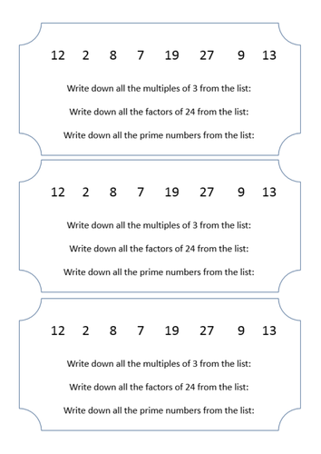 Factors, Multiples and Primes