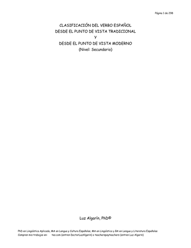 CLASIFICACIÓN DEL VERBO ESPAÑOL DESDE EL PUNTO DE VISTA TRADICIONAL Y DESDE EL PUNTO DE VISTA MODERN