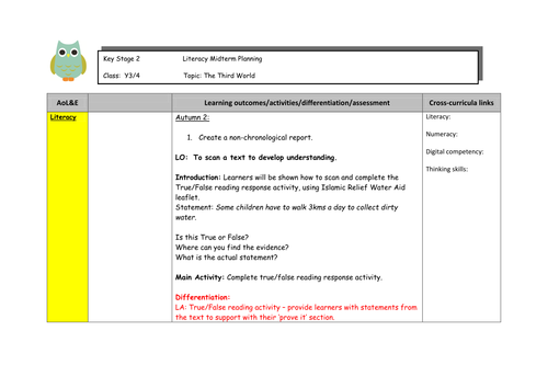 KS2 non-chronological report unit of work