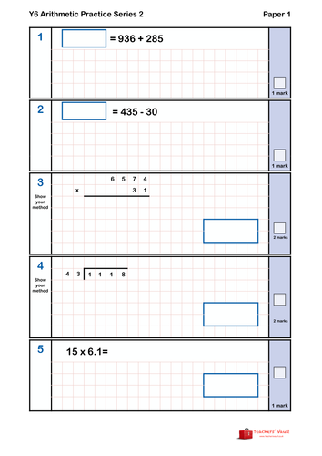 Y6 Arithmetic Practice Series 2 Paper 1