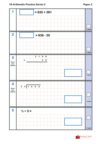 Y6 Arithmetic Practice Series 2 Paper 2