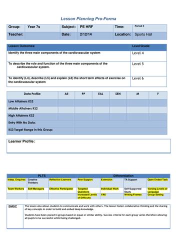 Year 7/8 Short term effects of exercise on the cardiovascular system