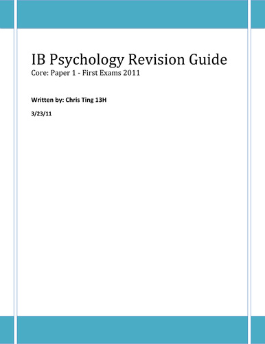 International Bacalaureate Psychology Revision Guide