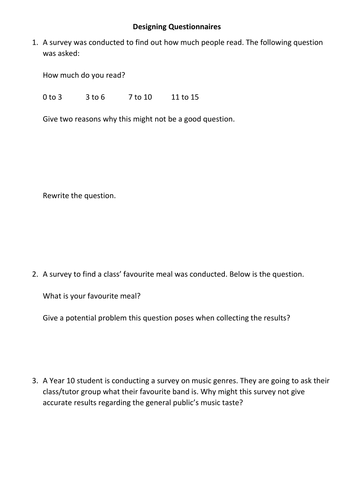Designing Questionnaires