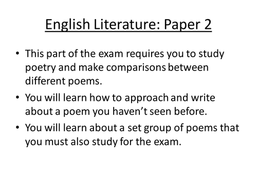 Unseen Poetry Scheme for AQA GCSE Literature from 2017