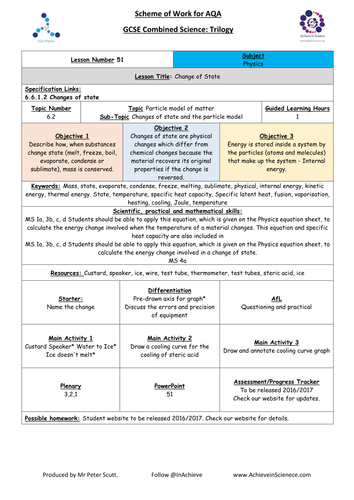 NEW L51 Changes in State - Physics Combined Science Trilogy (AQA) – Paper 1 (2016)
