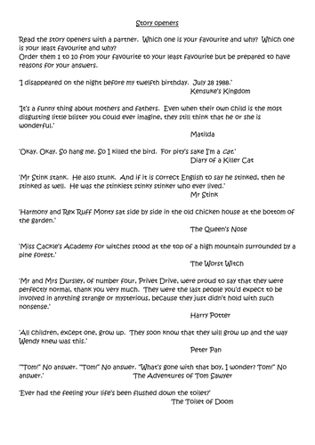 BFG literacy planning: narrative story unit