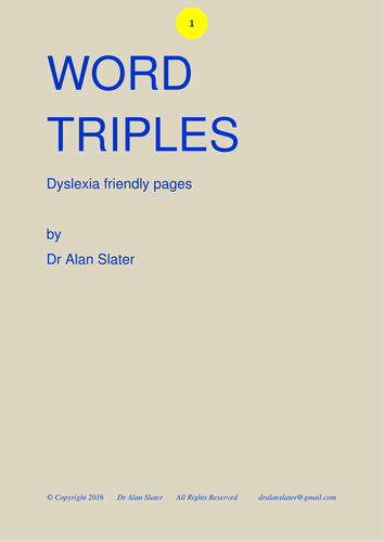 word triples (brilliant first set) dyslexia friendly version