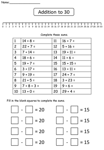 Addition and Subtraction within 30