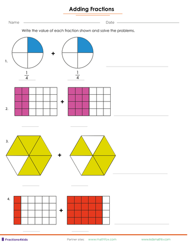 Year 3 / 4 Maths Fractions of shape and adding fractions lesson plans