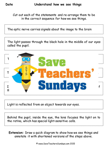 How We See Things  KS2 Lesson Plan and Worksheet