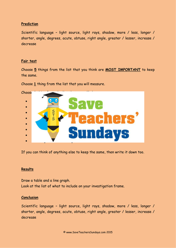 Investigation on Angle of Light Source  KS2 Lesson Plan, Line Graph Frame and Worksheet