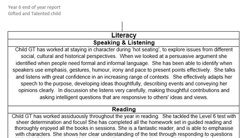 Six End of Year 6 Report bundle