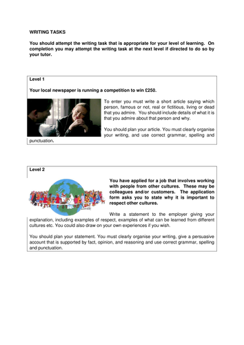 Diversity Writing Tasks