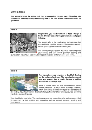 Manufacturing Writing Tasks