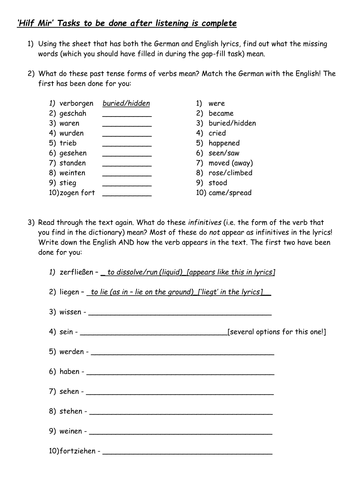 Rammstein Donaukinder Worksheets and Tasks