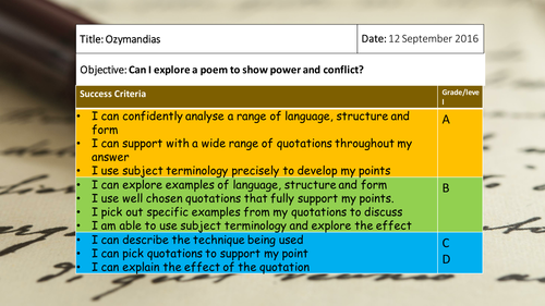 Power and Conclict - Ozymandias Revision Lesson