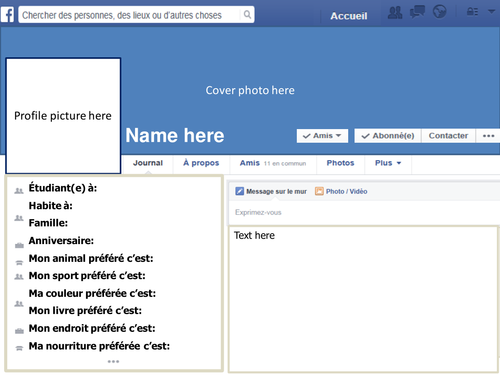 Facebook Display Profile Template Teaching Resources