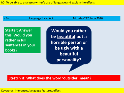 Language for effect- analysing a non-fiction text