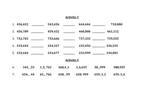 Ordering numbers mastery place value