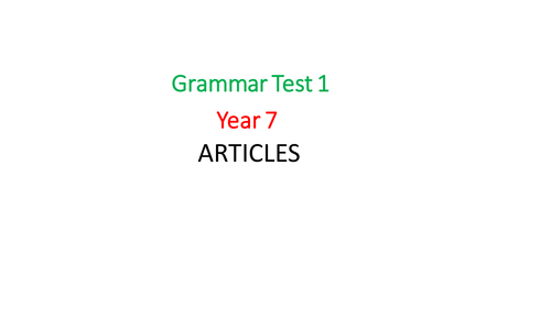 Year 7 French Grammar Tests