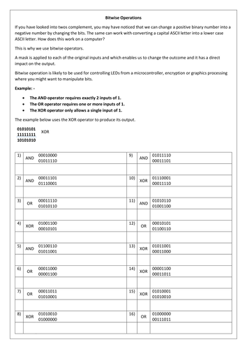 Bitwise Operators - A-Level Computer Science