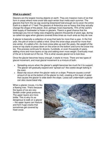 GCSE/ KS3 Glacial Environments (Ice On The Land) Full Topic