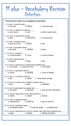 11 plus revision and practice teaching resources