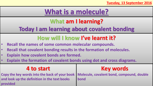 New 1-9 GCSE edexcel science chemistry topic 6 covalent bonding