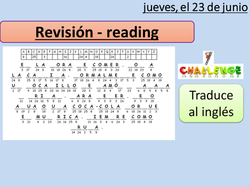 LA COMIDA - reading revision lesson